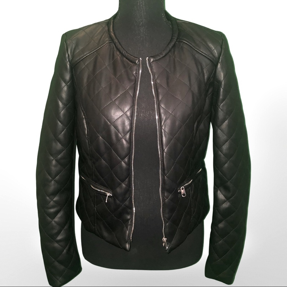 Zara Black Quilted Leather Jacket
